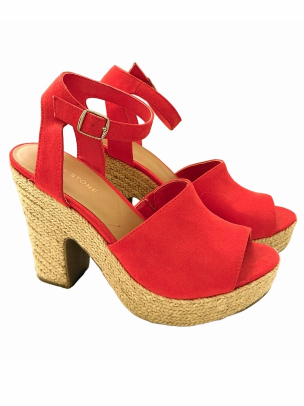 SUN + STONE Fey Coral Size 9.5 Platform Espadrille Shoes Women’s EUC